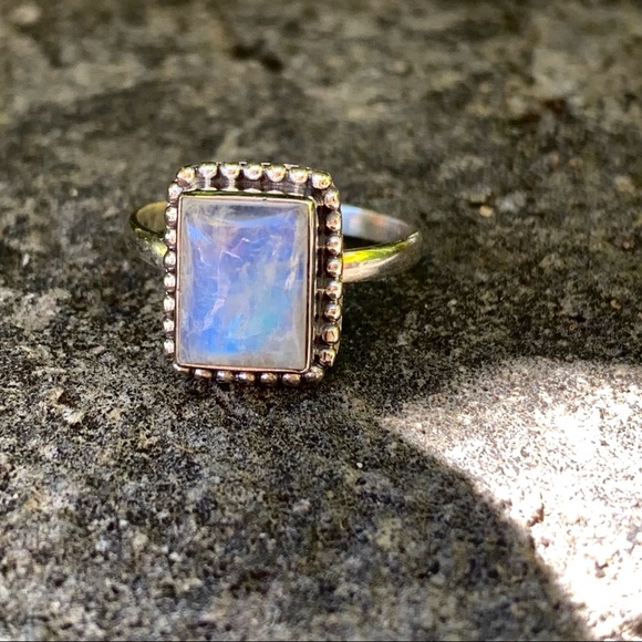 Rainbow Moonstone Sterling Silver Festival Ring - Picture 2 of 8
